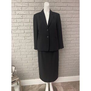 Joan Leslie Petite Women Black Midi Skirt & Jacket 2 Pcs Suit Set Size 10P